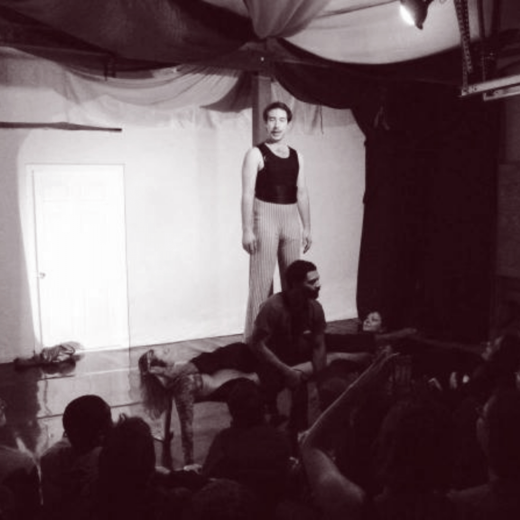 People on stage performing a circus act